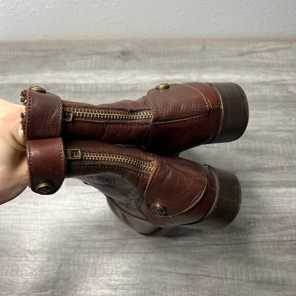 FRYE Womens Melissa Leather Button Zip Short Brown Boots Western Size 6 - Picture 6 of 7